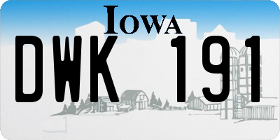 IA license plate DWK191