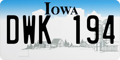 IA license plate DWK194