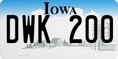 IA license plate DWK200