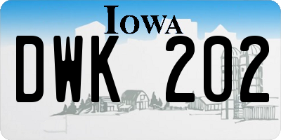IA license plate DWK202