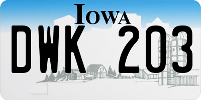 IA license plate DWK203