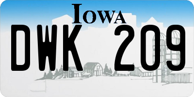 IA license plate DWK209