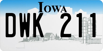 IA license plate DWK211