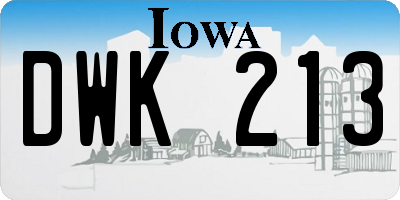 IA license plate DWK213