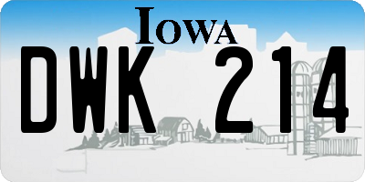 IA license plate DWK214