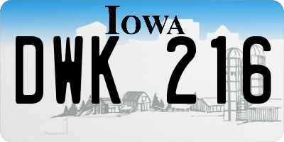 IA license plate DWK216