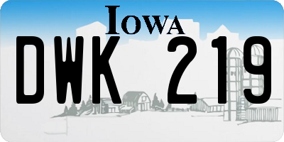 IA license plate DWK219
