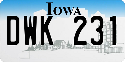 IA license plate DWK231