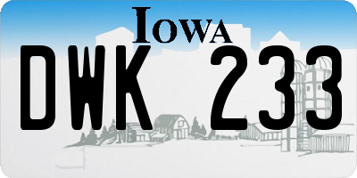 IA license plate DWK233