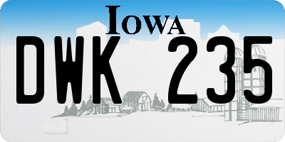 IA license plate DWK235