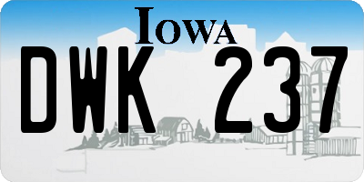 IA license plate DWK237