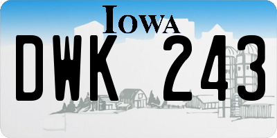 IA license plate DWK243