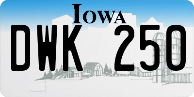 IA license plate DWK250
