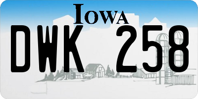 IA license plate DWK258