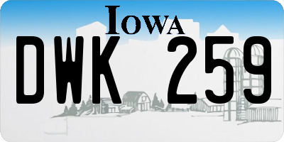 IA license plate DWK259