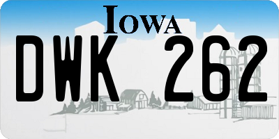 IA license plate DWK262