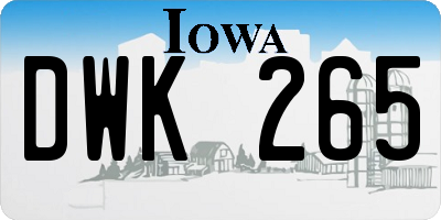 IA license plate DWK265