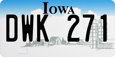 IA license plate DWK271