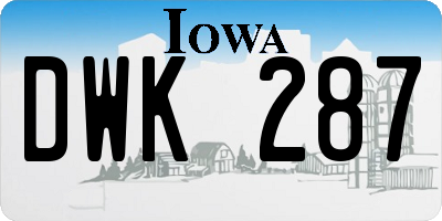 IA license plate DWK287