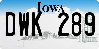 IA license plate DWK289