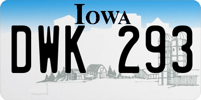 IA license plate DWK293