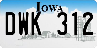 IA license plate DWK312