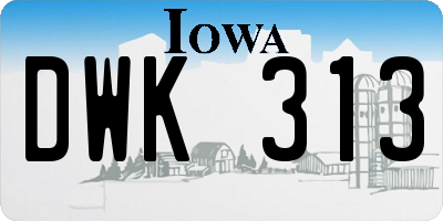 IA license plate DWK313
