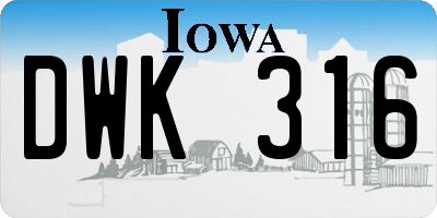 IA license plate DWK316