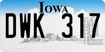 IA license plate DWK317