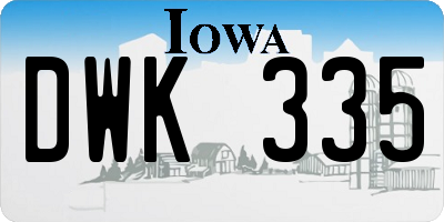 IA license plate DWK335