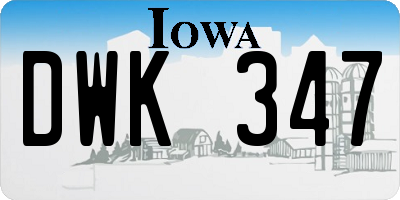 IA license plate DWK347