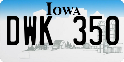 IA license plate DWK350