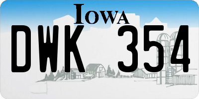 IA license plate DWK354
