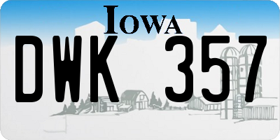 IA license plate DWK357