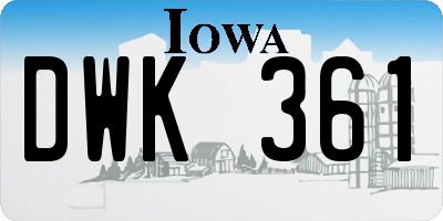 IA license plate DWK361