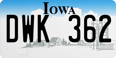 IA license plate DWK362