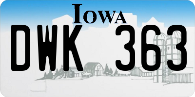IA license plate DWK363
