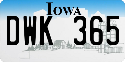 IA license plate DWK365