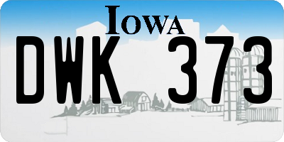 IA license plate DWK373