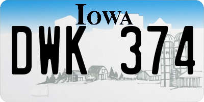 IA license plate DWK374