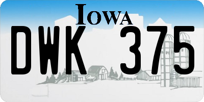 IA license plate DWK375