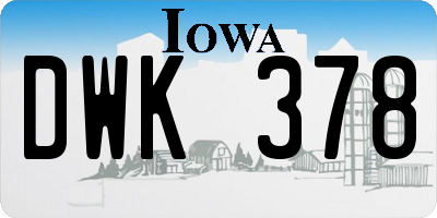IA license plate DWK378