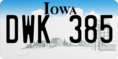 IA license plate DWK385