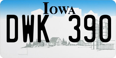 IA license plate DWK390