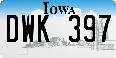IA license plate DWK397