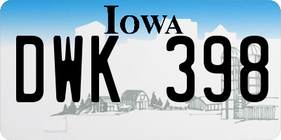 IA license plate DWK398