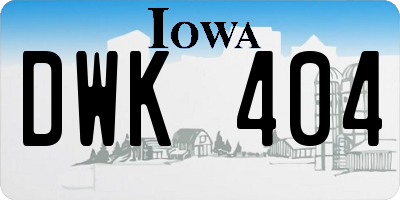 IA license plate DWK404