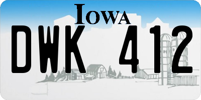 IA license plate DWK412