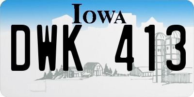 IA license plate DWK413