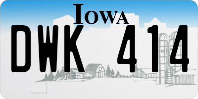 IA license plate DWK414